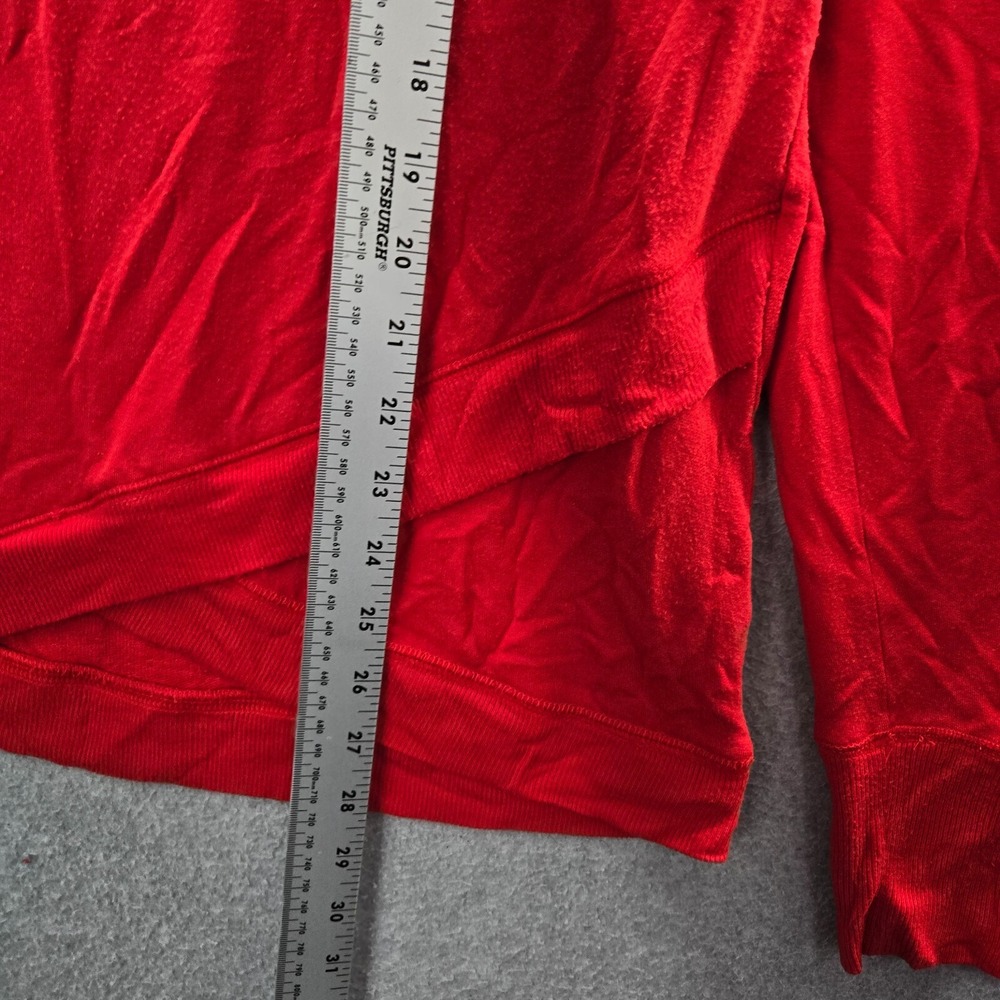 ATHLETA Women Sweatshirt Medium Red Asymmetrical Hem Criss Cross Pullover - Picture 3 of 9